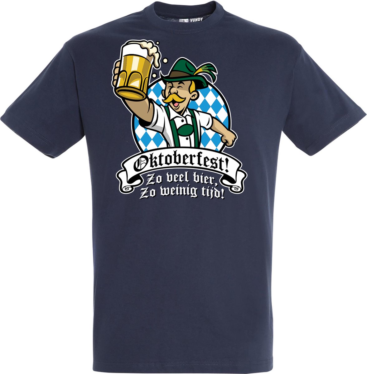 T-shirt Oktoberfest Zo veel bier zo weinig tijd | Oktoberfest dames heren | Tiroler outfit | Navy | maat L